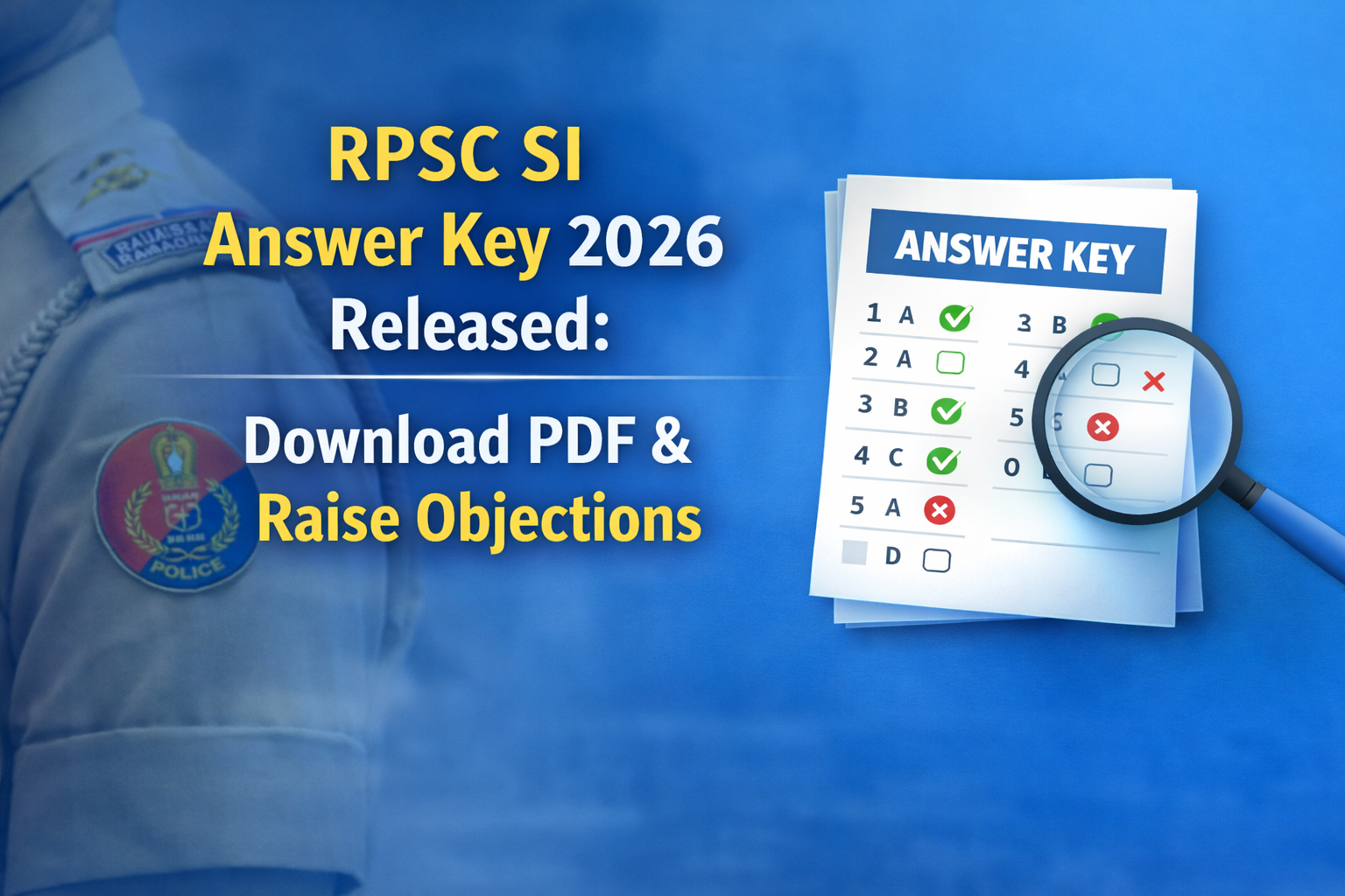 RPSC SI Answer Key 2026 Released: Download PDF & Raise Objections